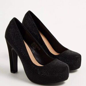 Torrid Women's Embellished Platform Pump Cute Black Stylish Sparkle Size 9WW